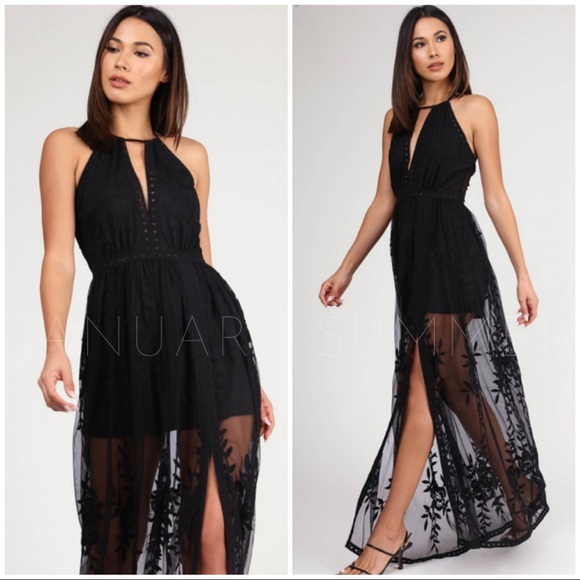 Honey Punch Dresses & Skirts - BLACK LACE MAXI DRESS